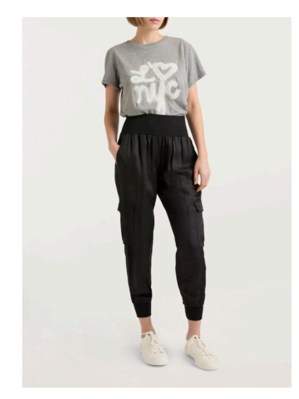 Cinq a Sept Black Cupro Pull On Mid Rise Jogger Giles Pant in Black Size Small